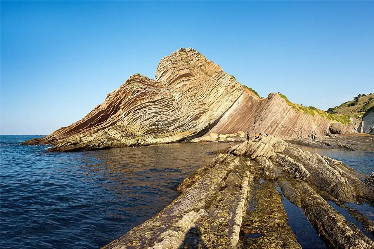 Flysch formation on Algorri beach near Zumaia, Basque Country, northern Spain.