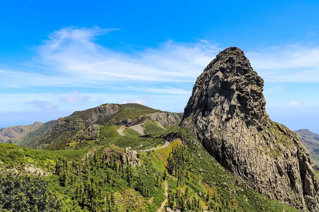 View of Roque de Agando on La Gomera (Spain).